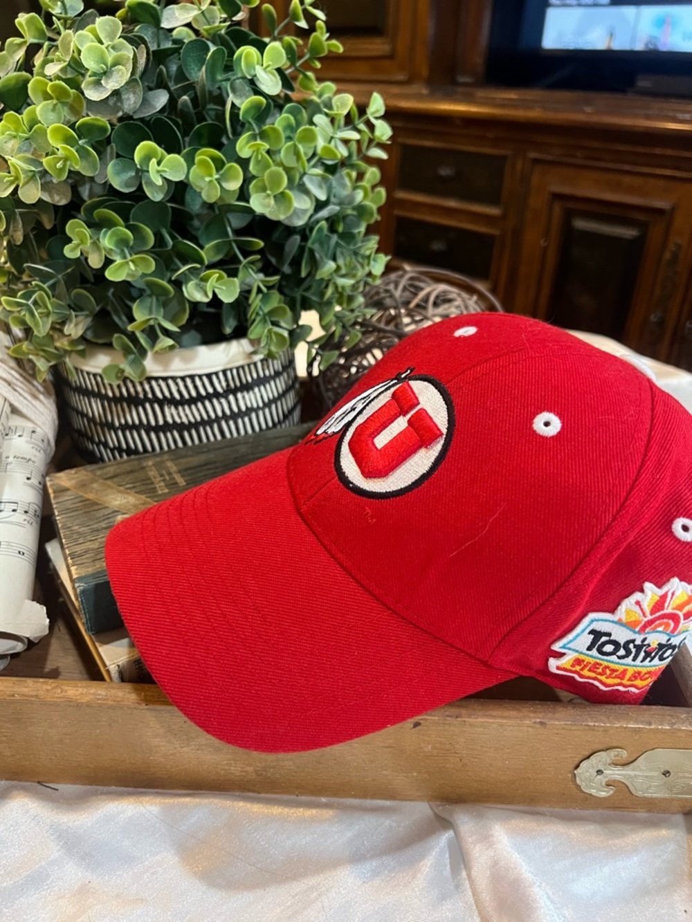 Top of the World Red Baseball Cap with Logo Patch